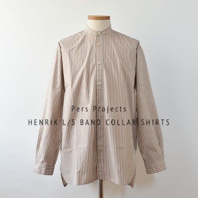 Sale40%PERS PROJECTS HENRIK LS BAND COLLAR SHIRTS   - Beige - 