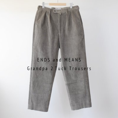 【ENDS and MEANS】Grandpa 2 Tuck Cord Trousers　- Khaki -