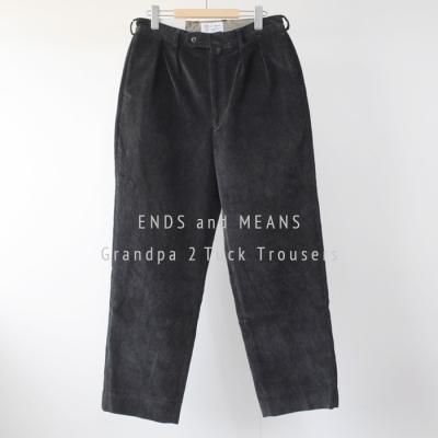 ENDS and MEANSGrandpa 2 Tuck Cord Trousers- Black -