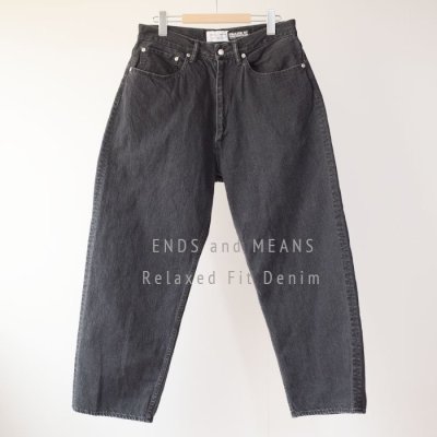 ENDS and MEANS  Relaxed fit 5 Pockets DENIM   - Washed Black -