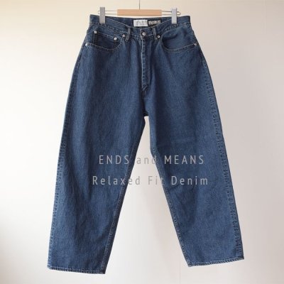 ENDS and MEANS  Relaxed fit 5 Pockets DENIM   - Washed Indigo -