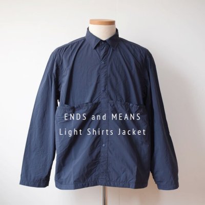 <img class='new_mark_img1' src='https://img.shop-pro.jp/img/new/icons14.gif' style='border:none;display:inline;margin:0px;padding:0px;width:auto;' />ENDS and MEANS2024SS Light Shirts Jacket    - Navy -