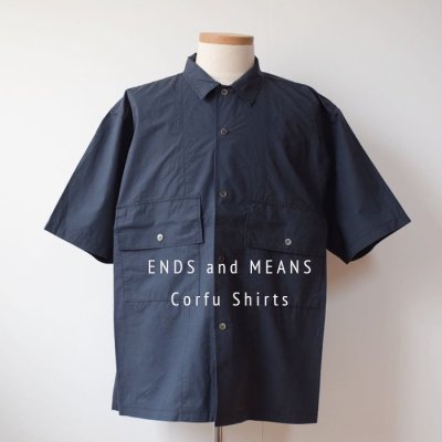 <img class='new_mark_img1' src='https://img.shop-pro.jp/img/new/icons14.gif' style='border:none;display:inline;margin:0px;padding:0px;width:auto;' />ENDS and MEANS2024SS  Corfu Shirts   - Navy -
