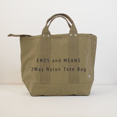 ENDS and MEANS2WAY NYLON TOTE BAG  - Khaki -