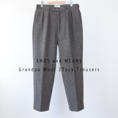 Sale30%ENDS and MEANS Grandpa 2Tuck Wool Trousers- Mix Brown -