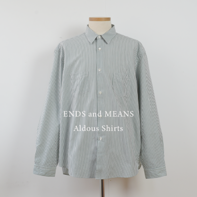 ENDS and MEANS2025SS Aldous Shirts   - Green Stripe -
