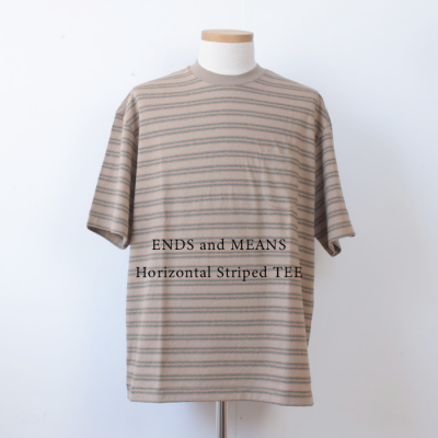 ENDS and MEANS Horizontal Striped SS TEE   - Brown -