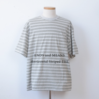 ENDS and MEANS Horizontal Striped SS TEE   - Ash Gray -