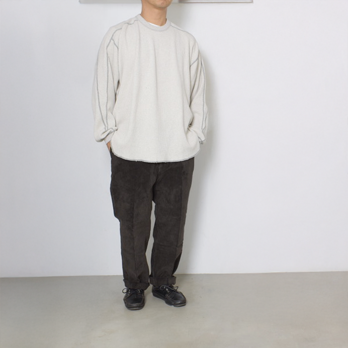 トップス ENDS and MEANS / Waffle Thermal L/S ENDS and MEANS - Waffle Thermal L/S / Charcoal | Stripe