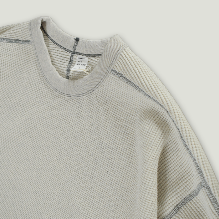 ENDS and MEANS】 Waffle Thermal LS TEE - Oatmeal -