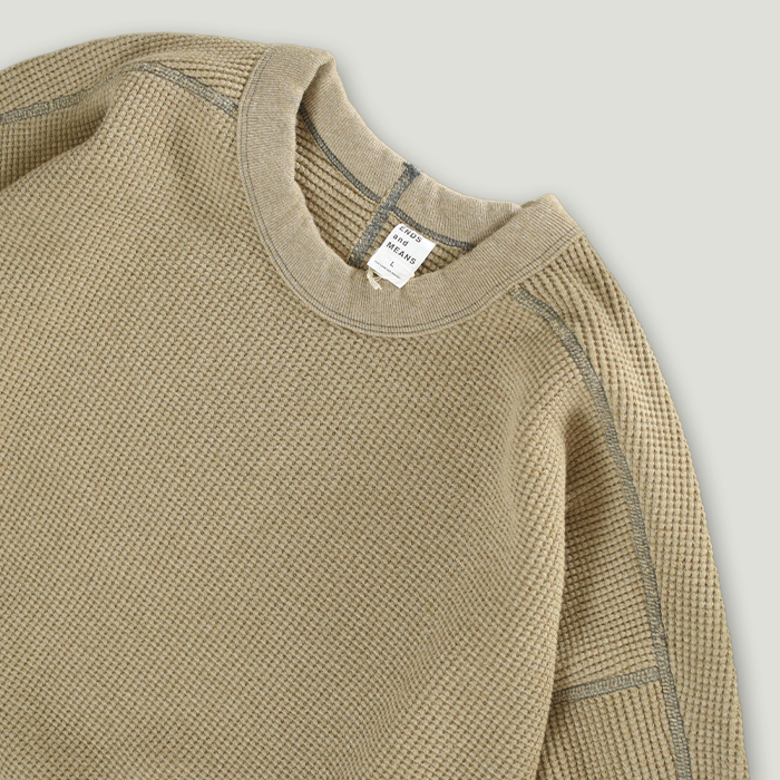 トップス ENDS and MEANS Waffle Thermal L/S M ENDS and MEANS - Waffle Thermal L/S / Charcoal | Stripe