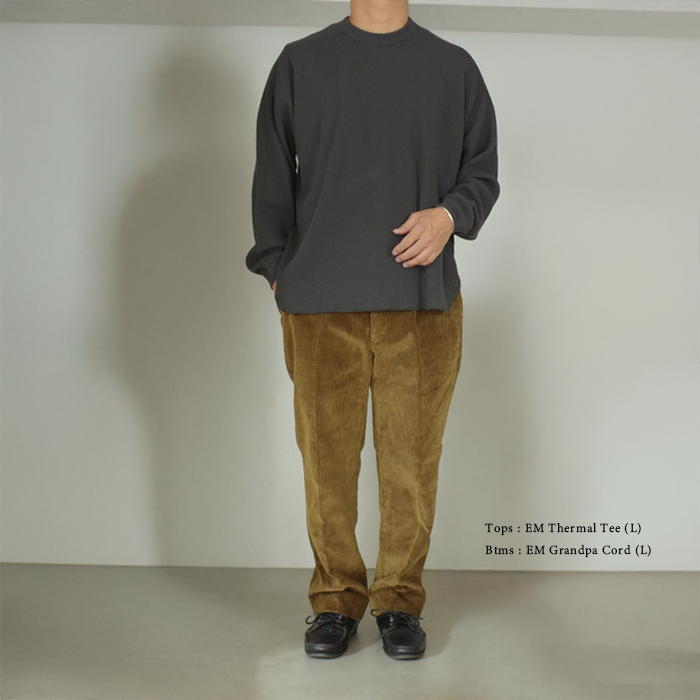 ENDS and MEANS】 Waffle Thermal LS TEE - Charcoal -