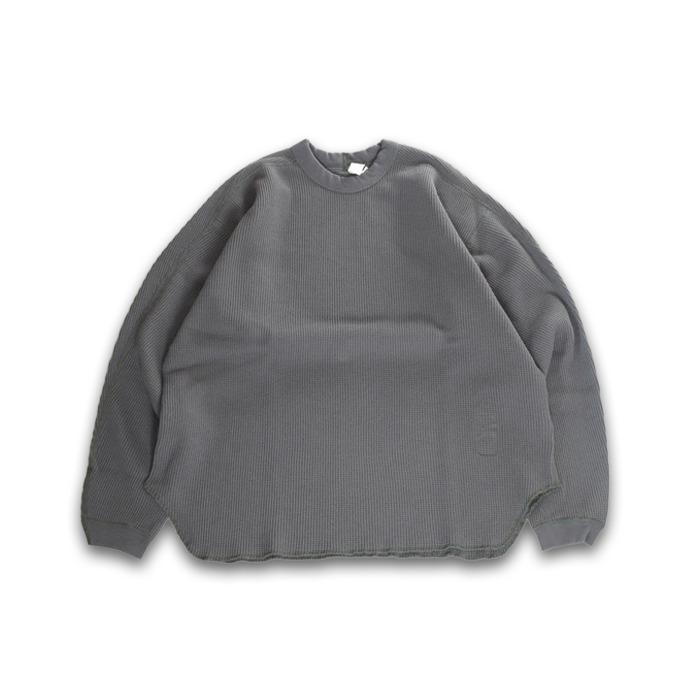 【ENDS and MEANS】 Waffle Thermal LS TEE   - Charcoal -