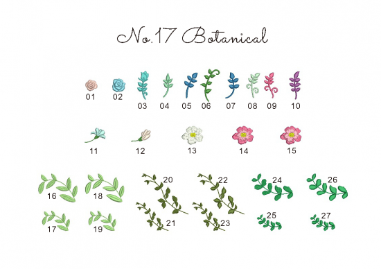 刺繍データダウンロード】1-11 Botanical - ミシン刺繍と 刺繍データダウンロード】1-11 Botanical - ミシン刺繍と