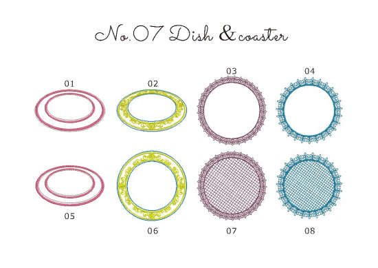 刺繍データダウンロード】2-05 Dish & coaster & box - ミシン 刺繍データダウンロード】2-05 Dish & coaster & box - ミシン
