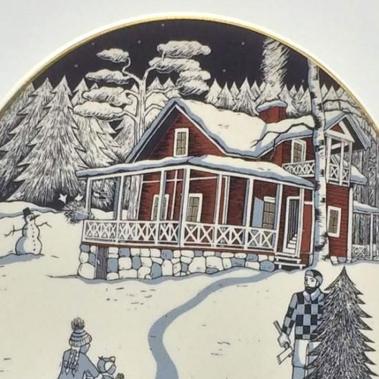 アラビア　冬赤い家　プレート ARABIA クリスマスプレート 1990年 - 北欧ヴィンテージ食器