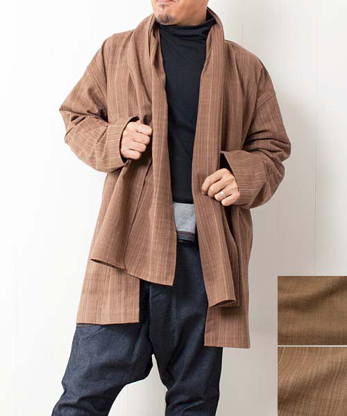 草木染め手織り綿のストールカラーデザインジャケット sale