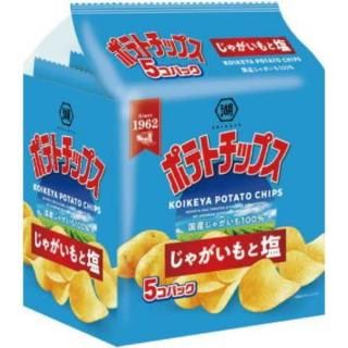 湖池屋 5個パックポテトチップスじゃがいもと塩 125g(25g×5袋) 6コ入り 2025/07/21発売 (4901335126761)
