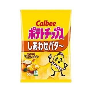 カルビー ポテトチップスしあわせバタ〜 55g 12コ入り 2025/09/29発売 (4901330594596)