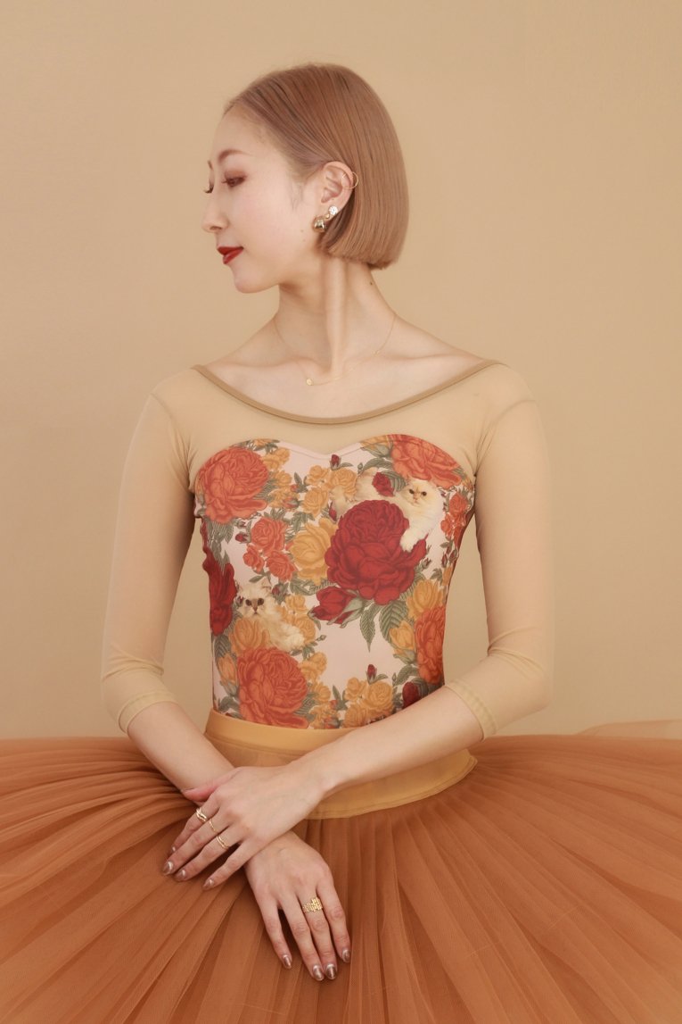 【Peony cats】Sleeve design - Balletwear brand unoa
