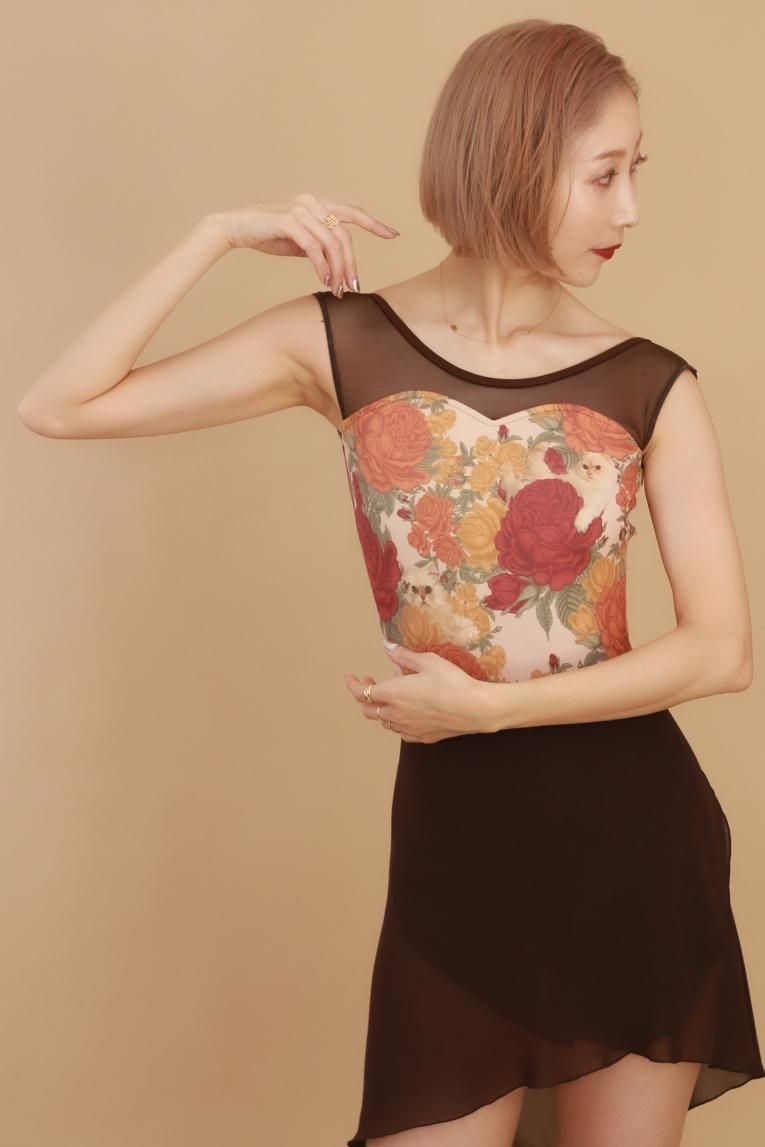 Peony cats】No sleeve design - Balletwear brand unoa Peony cats】No sleeve design - Balletwear brand unoa