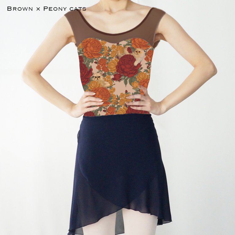 Peony cats】No sleeve design - Balletwear brand unoa