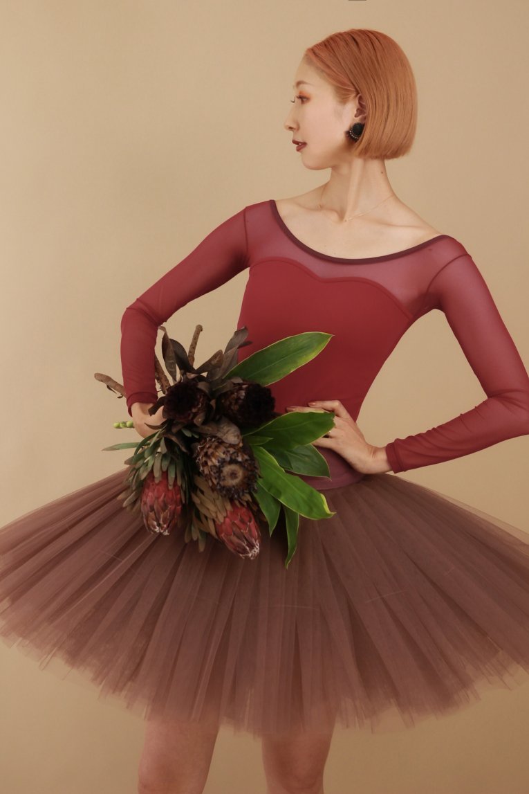 Wine】Sleeve & No sleeve design - Balletwear brand unoa
