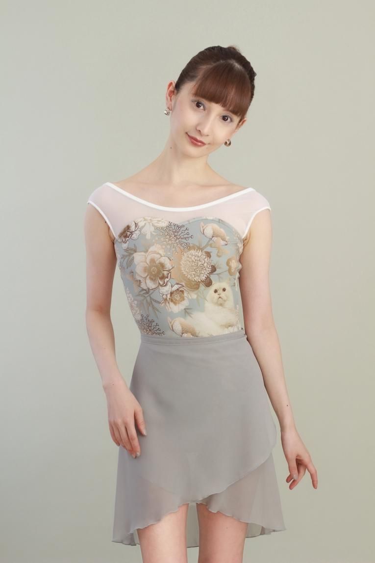Poppied garden Blue】No sleeve design - Balletwear brand unoa