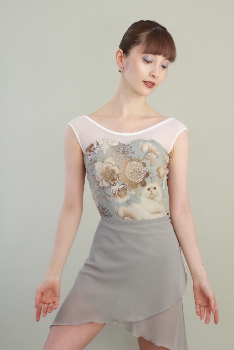 Poppied garden Blue】No sleeve design - Balletwear brand unoa