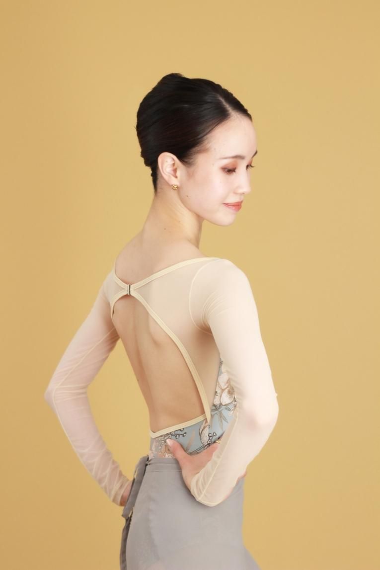Poppied garden blue】Sleeve design - Balletwear brand unoa Poppied garden blue】Sleeve design - Balletwear brand unoa