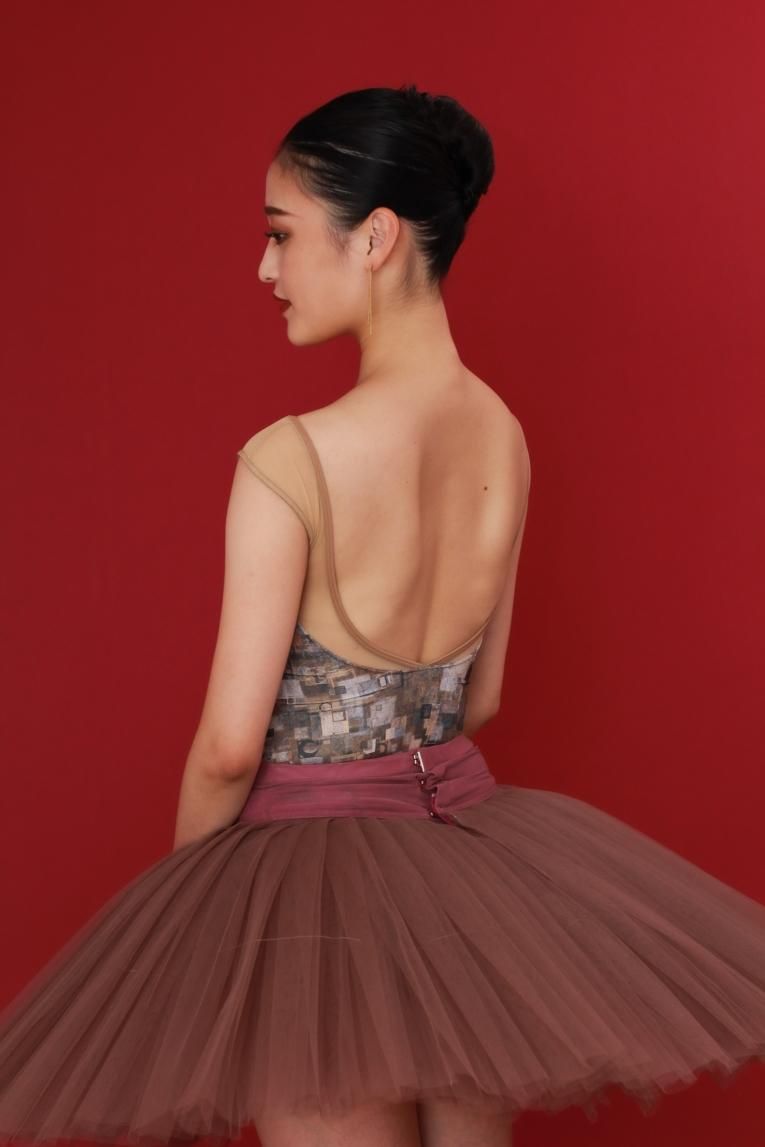 Geometric pattern】No sleeve design - Balletwear brand unoa