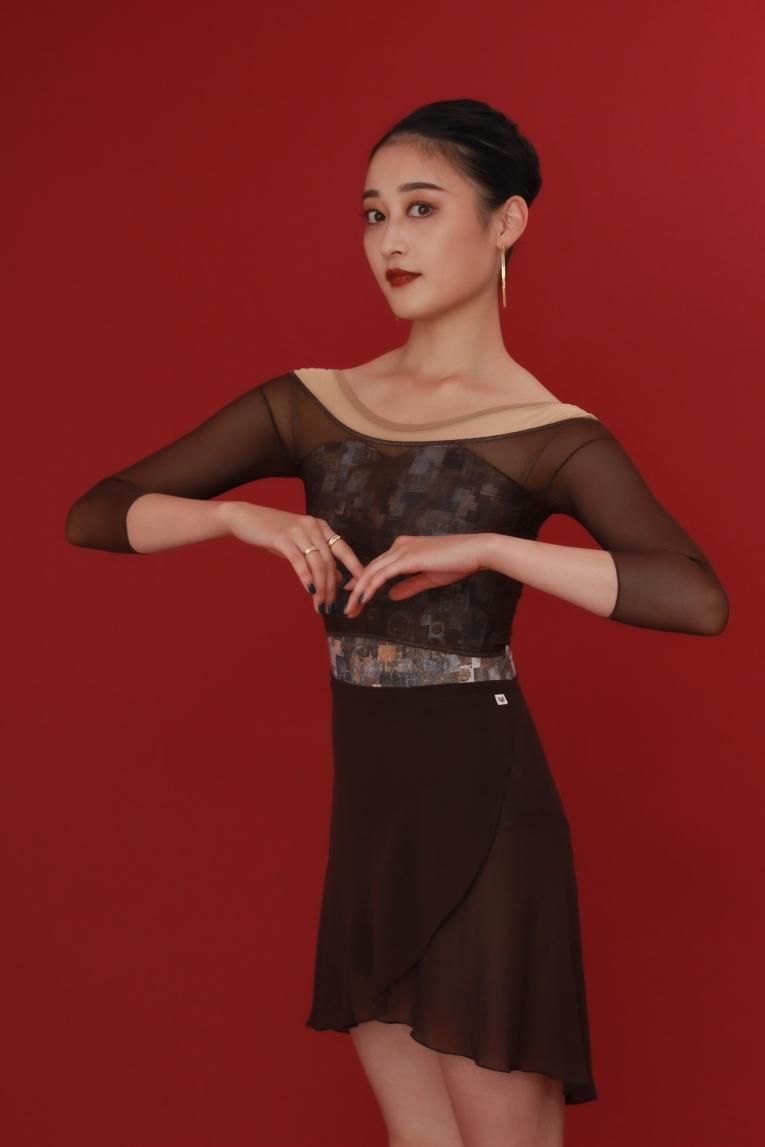 Geometric pattern】No sleeve design - Balletwear brand unoa