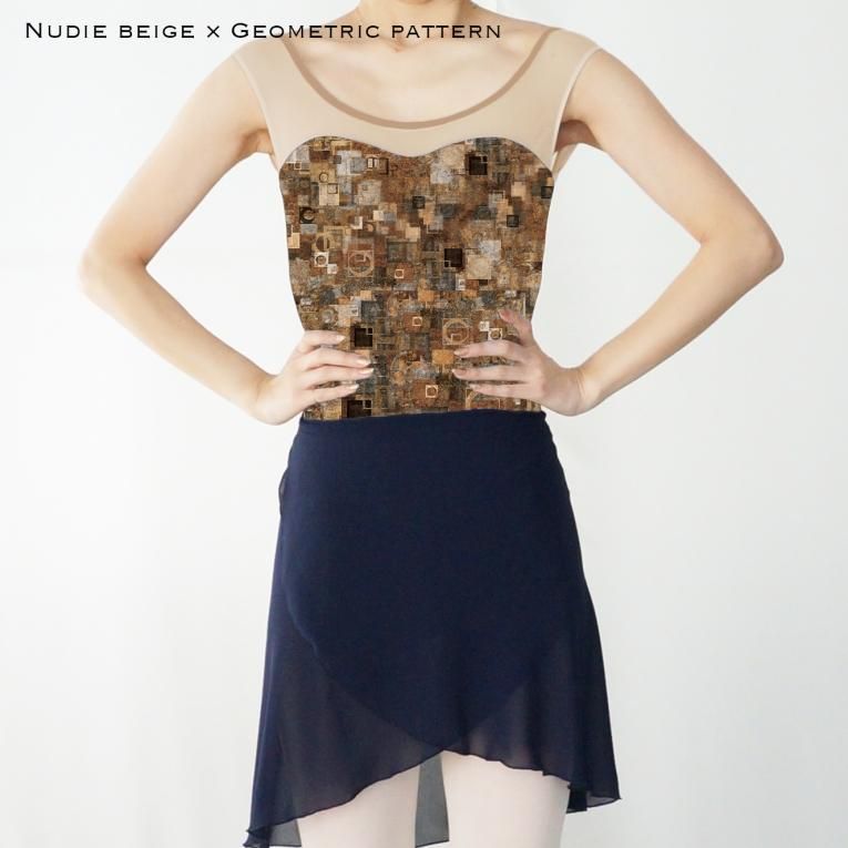 Geometric pattern】No sleeve design - Balletwear brand unoa Geometric pattern】No sleeve design - Balletwear brand unoa