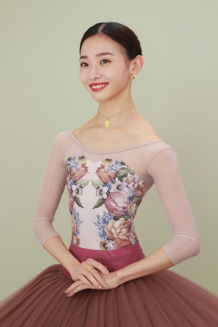 Flower gate skin pink】Sleeve design - Balletwear brand unoa Flower gate skin pink】Sleeve design - Balletwear brand unoa