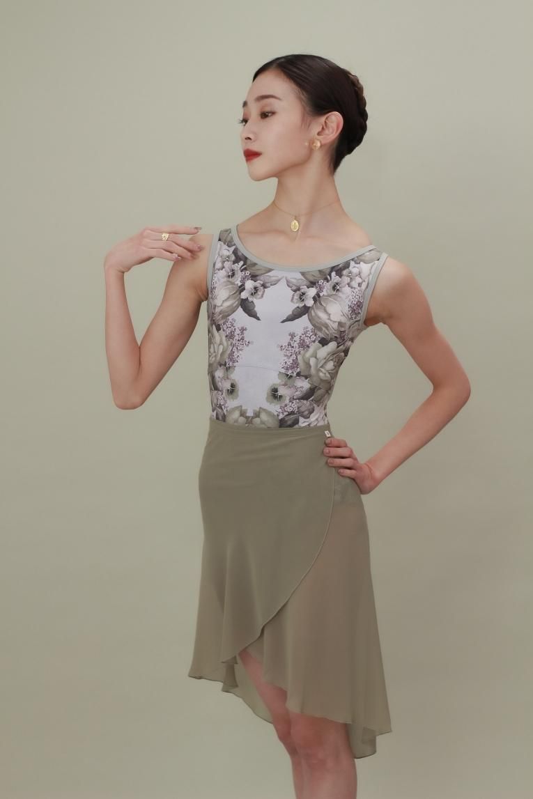 Flower gate sand gray】No sleeve design - Balletwear brand unoa