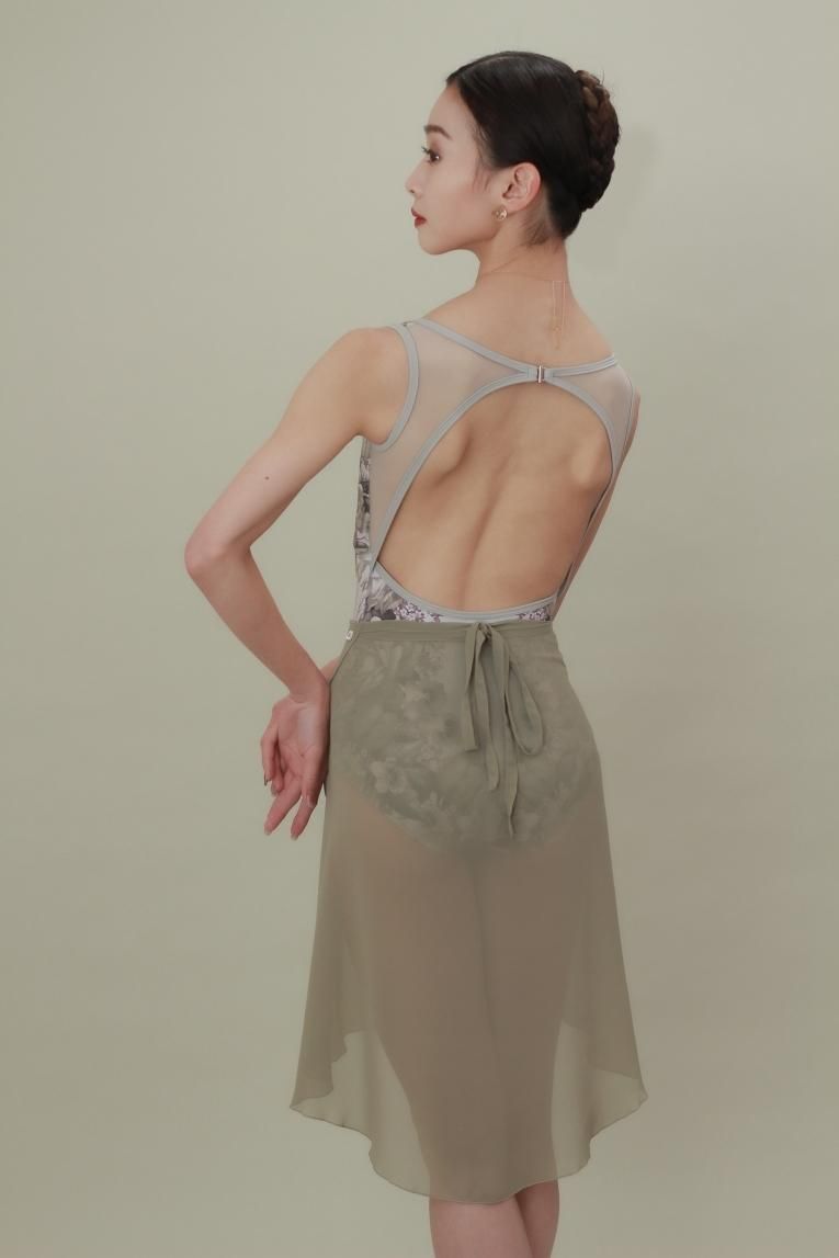 Flower gate sand gray】No sleeve design - Balletwear brand unoa
