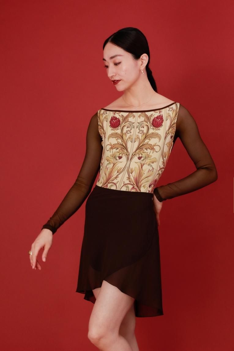 unoa(ウノア) 【Arabesque ruby red】 Arabesque Ruby red】Sleeve design - Balletwear brand unoa