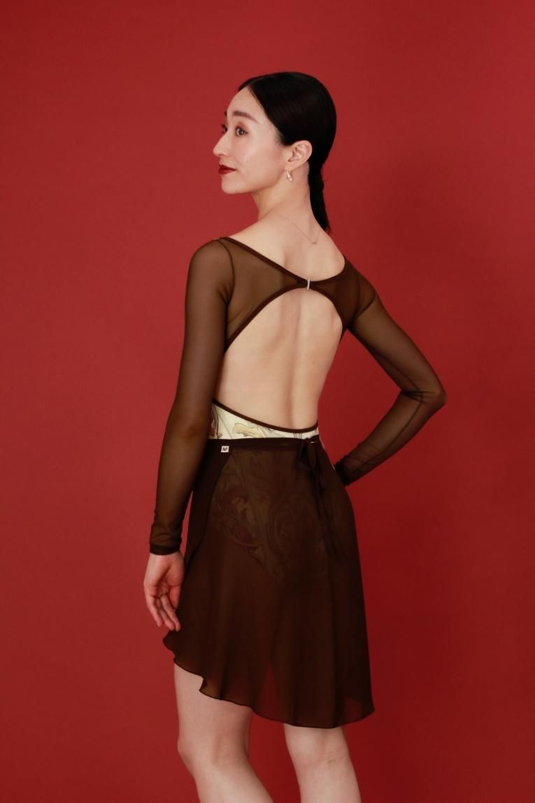 Arabesque Ruby red】Sleeve design - Balletwear brand unoa