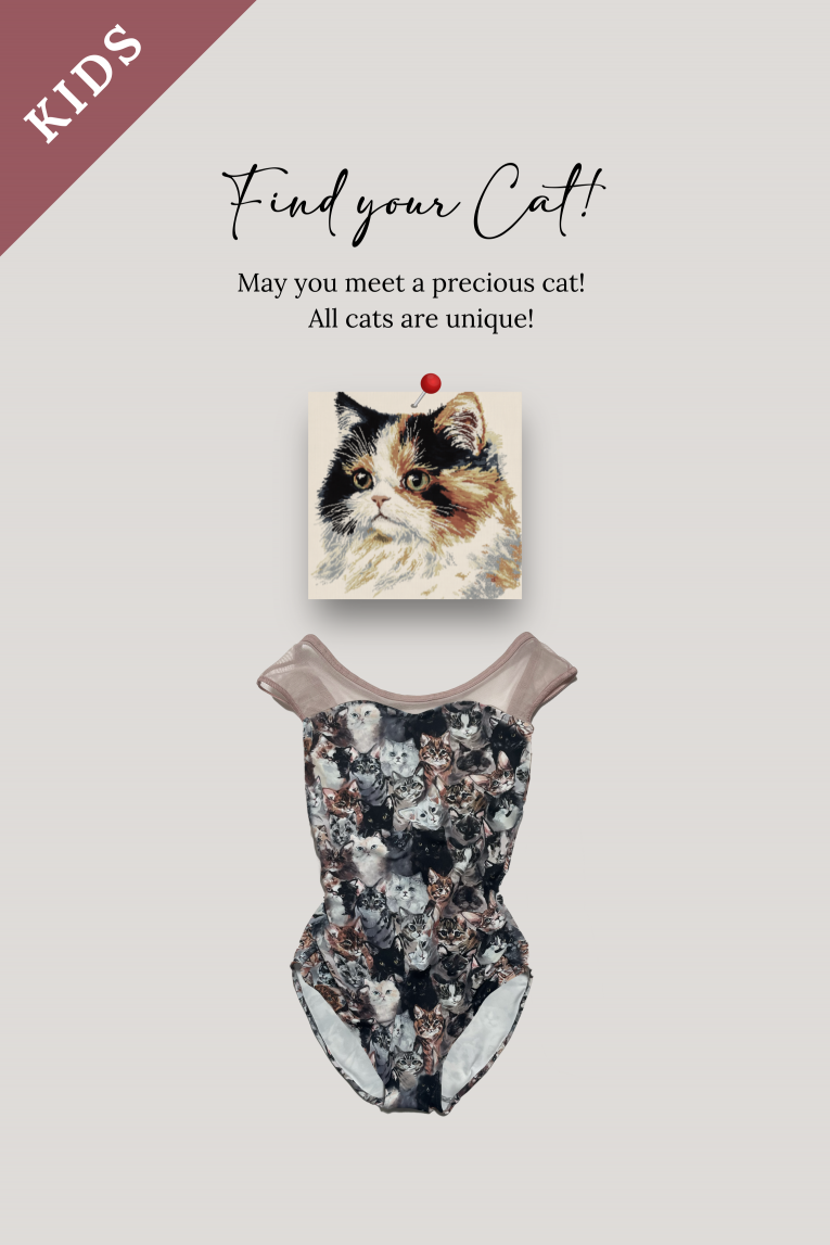 unoa ML ブルーcat Victorian cats Blue green】Sleeve design - Balletwear brand unoa