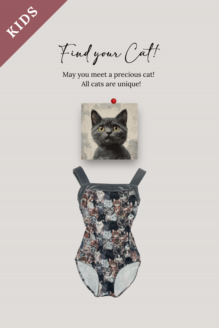 KIDS【Find your Cat!-Colored Cats-】No sleeve design