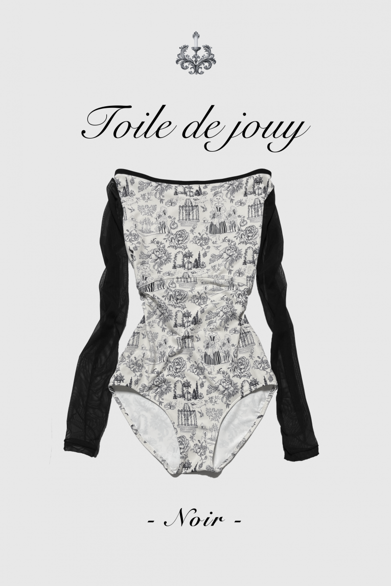 Toile de Jouy Noir】Sleeve design - Balletwear brand unoa