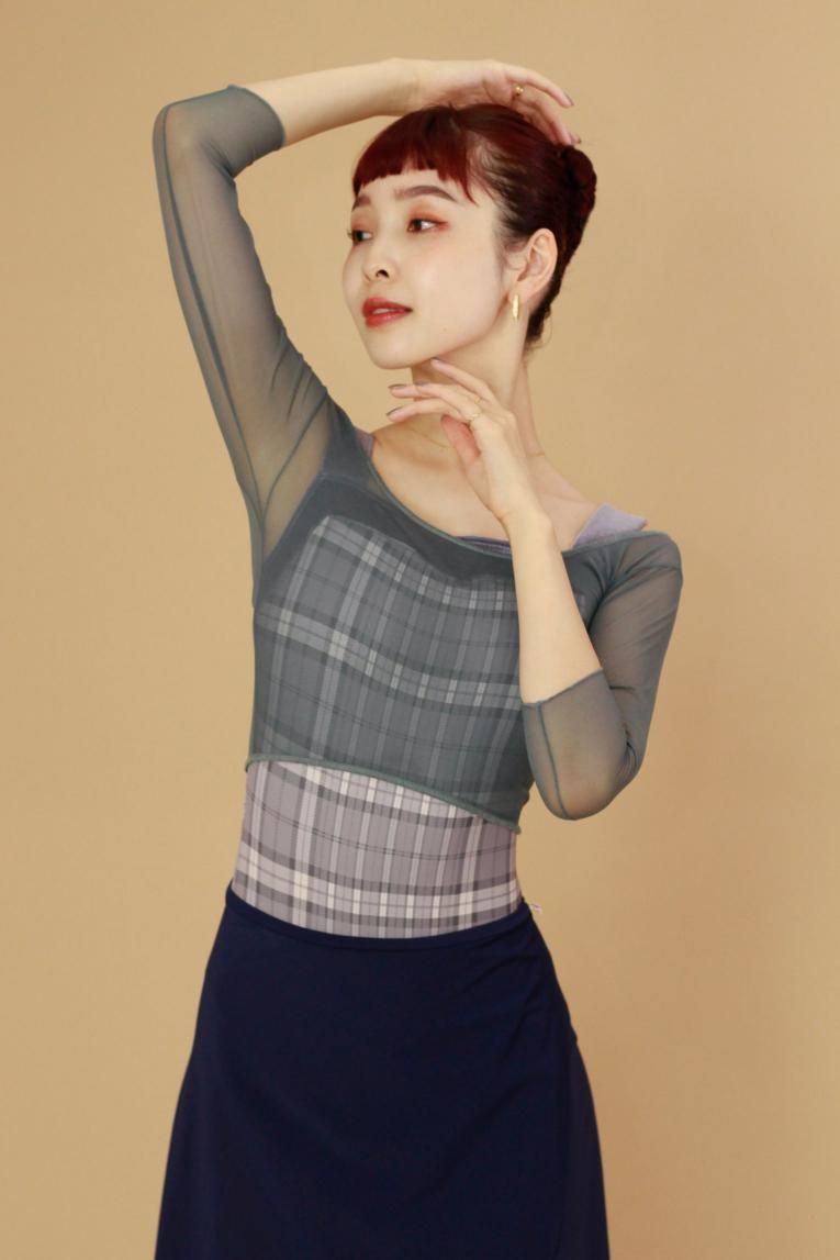 High check -Smokey box-】 Pique design - Balletwear brand unoa High check -Smokey box-】 Pique design - Balletwear brand unoa