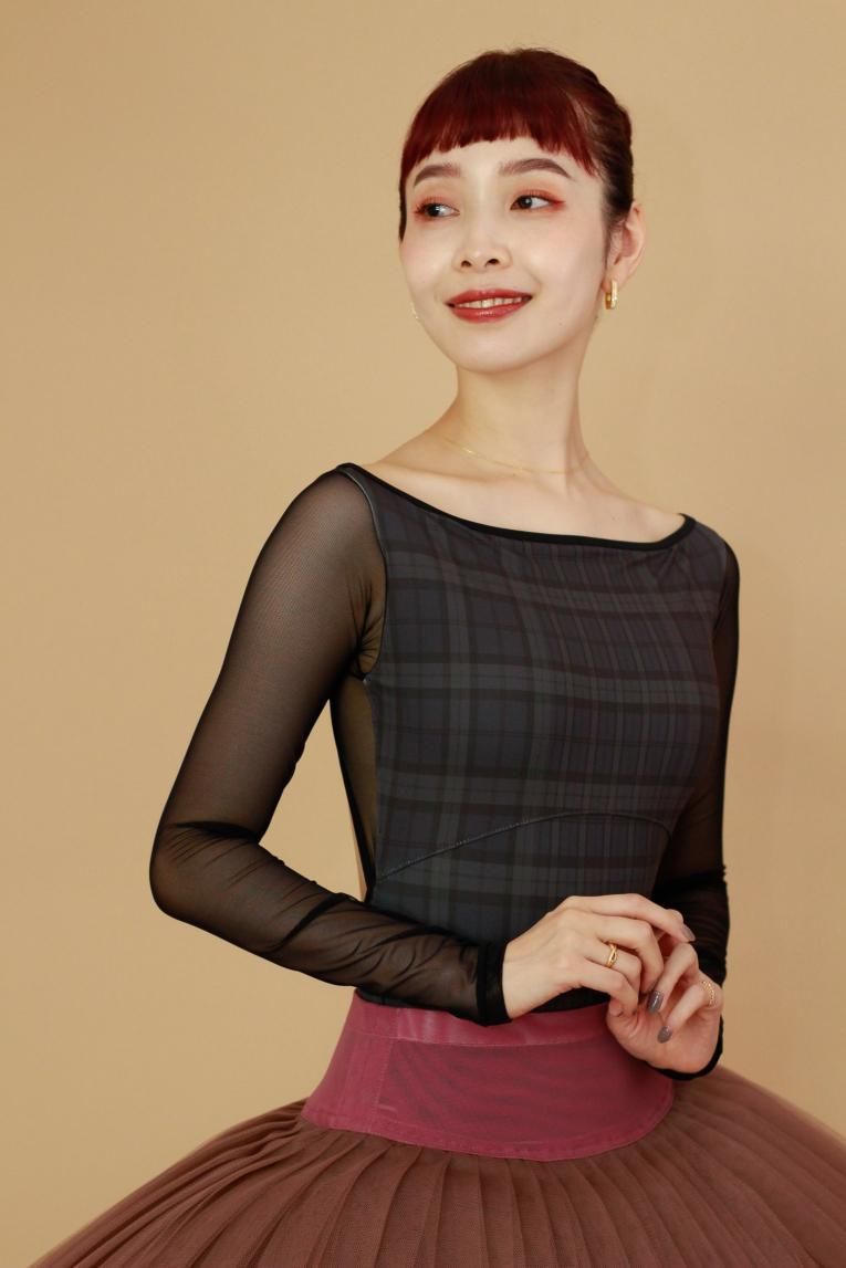 High Check-Midnight blue-】Sleeve design - Balletwear brand unoa