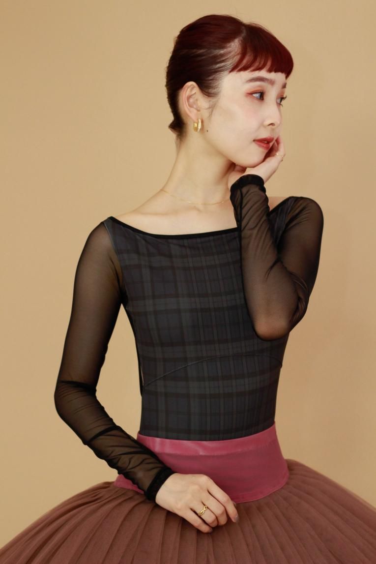 ウノア UNOA バレエレオタード【Demi Plie 】長袖10部丈 M Poppied garden Blue】Sleeve design - Balletwear brand unoa