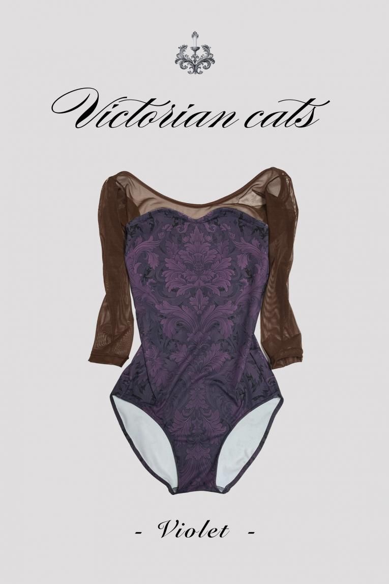 Victorian cats Violet】Sleeve & No sleeve design Victorian cats Violet】Sleeve & No sleeve design