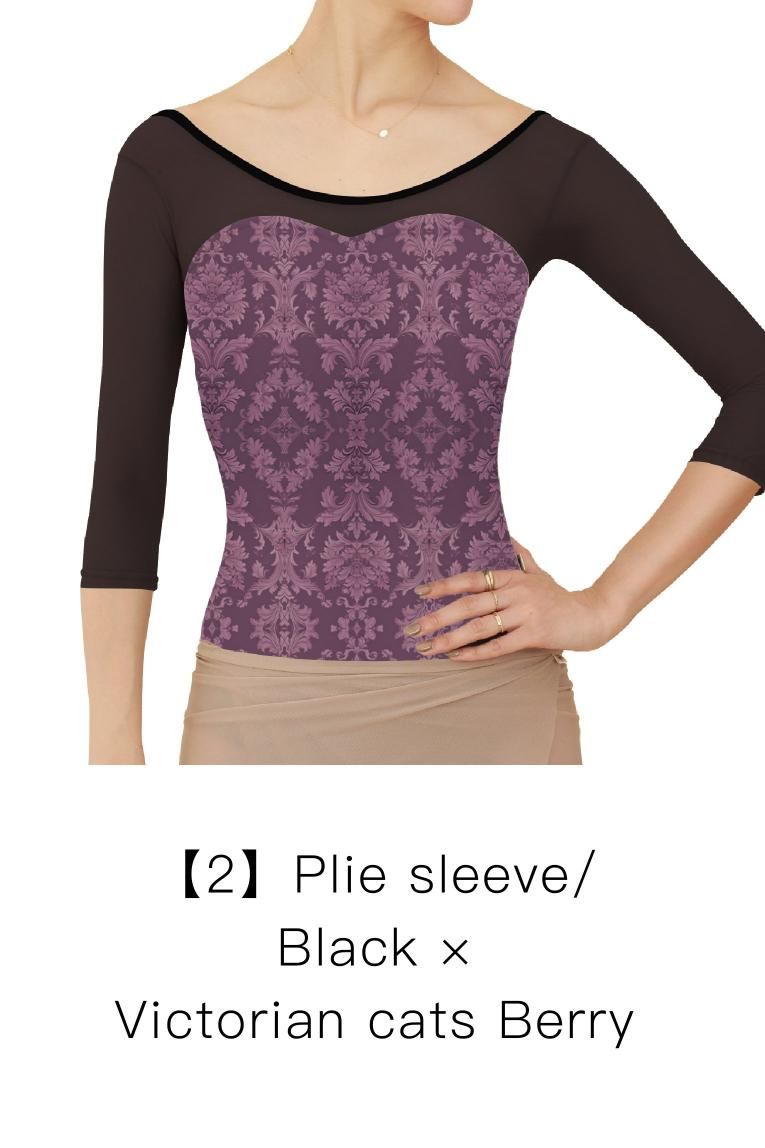 Victorian cats Berry】Sleeve & No sleeve design - Balletwear