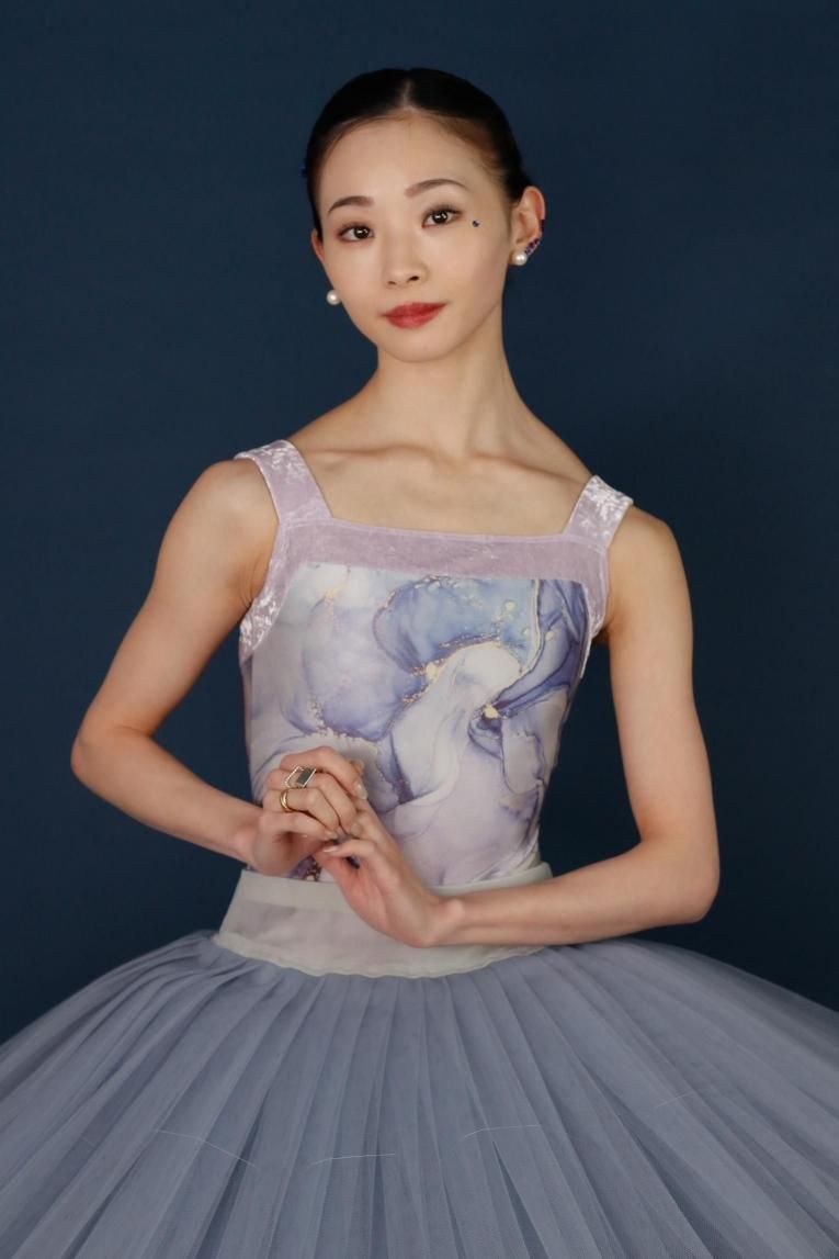 unoaウノアMarbleStone 7分袖レオタード ML Sapphire marble stone】Pique design - Balletwear brand unoa