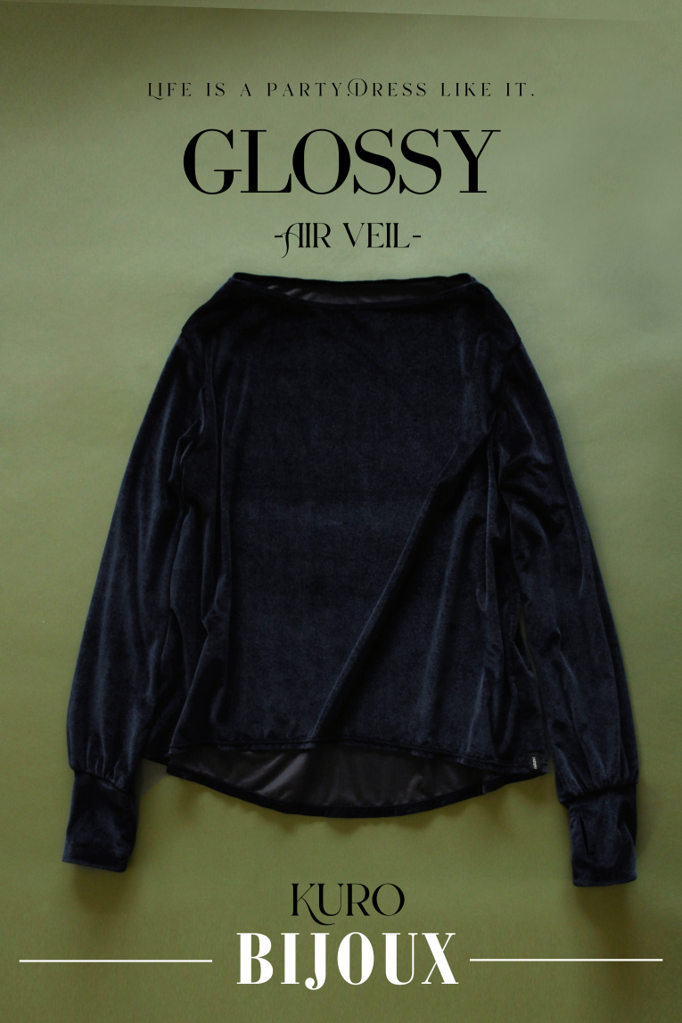 新品 Glossy S size unoa ウノア バレエ ブラック ベロア □【Glossy-Air veil-】Velour-Kuro- - Balletwear brand unoa