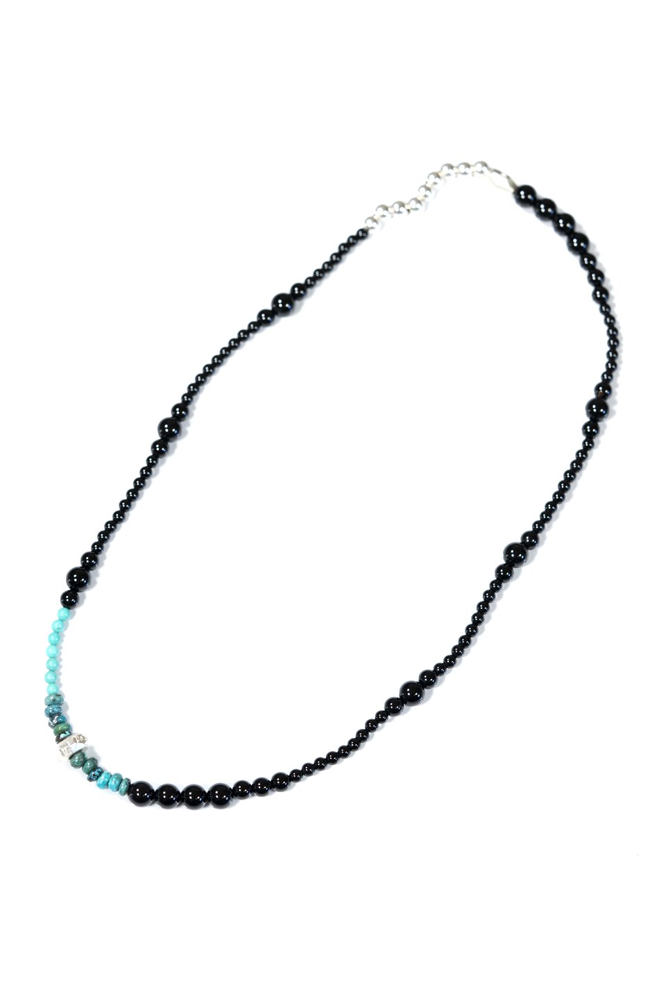 Cut Beads Stretch Necklace /Silver