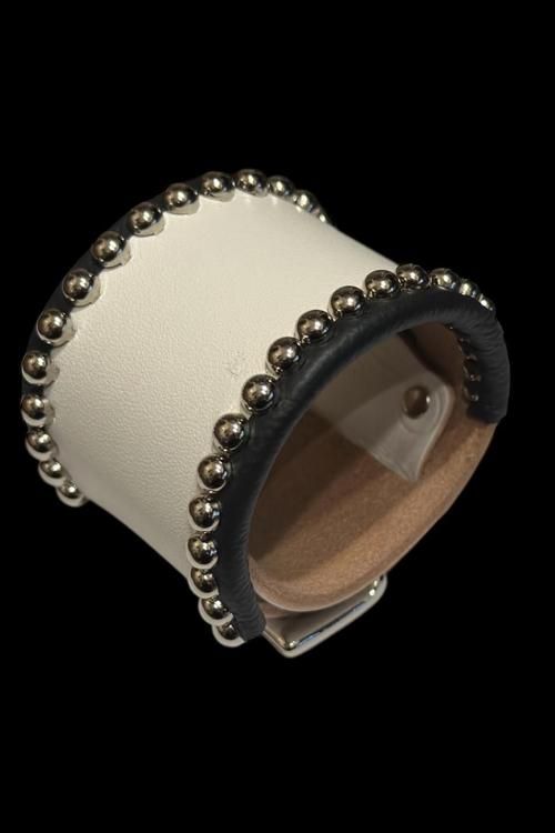 Standard Studs Leather Bracelet White×Black